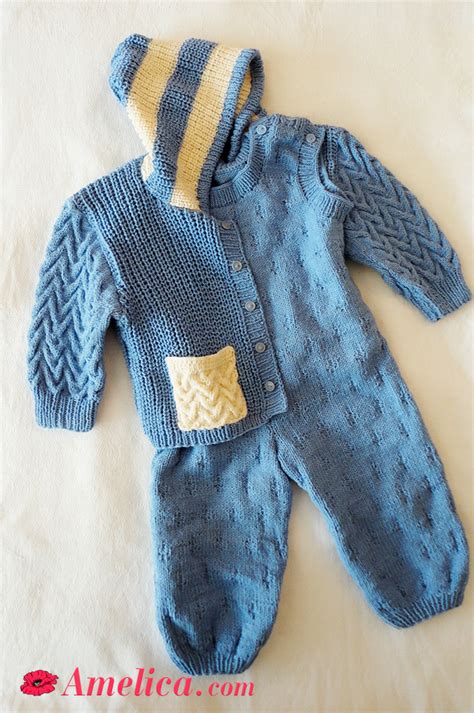 вязание для детей, костюм для новорожденного мальчикаAmelica