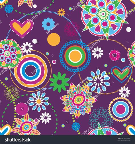 Flowers Abstract Seamless Vector Texture Hippie Stock Vector 68926099