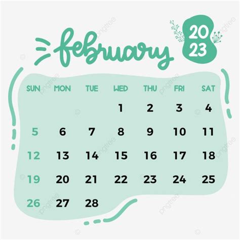 A Calendar With The Word February On It