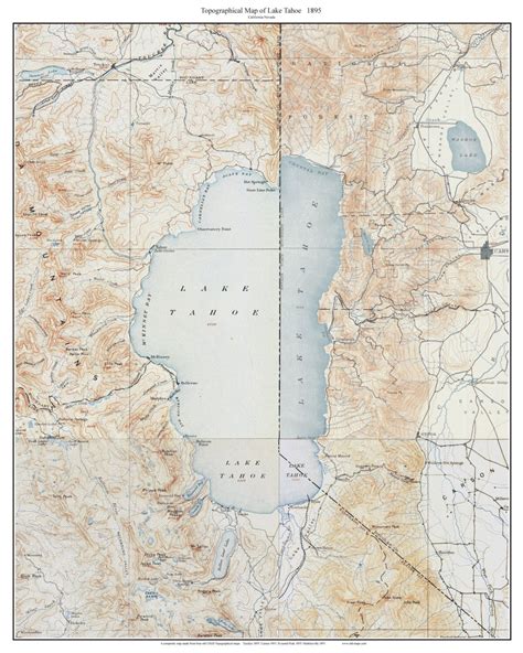 Lake Tahoe 1895 Old Topographic Map Usgs Custom Composite