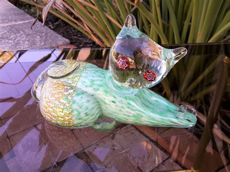 Large Murano Glass Cat Figurine Mid Century Art Glass Etsy Mid