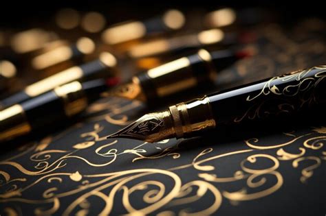 Close up of elegant calligraphy with gold pen | Premium AI-generated image