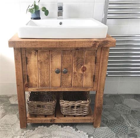 Rustic Chunky Solid Wood Bathroom Washstand Vanity Sink Unit Etsy UK