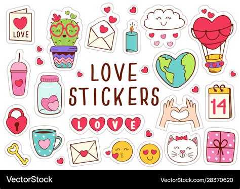 Set Isolated Love Stickers Part 1 Royalty Free Vector Image