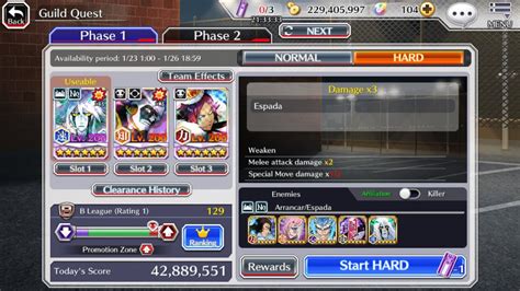 Bleach Brave Souls Espada Melee Sub 1 Hard Guild Quest YouTube