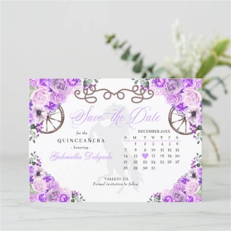 Western Lilac Charro Quinceañera Save The Date Invitation Zazzle