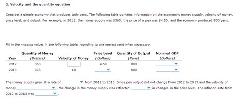 Solved 2. Velocity and the quantity equation Consider a | Chegg.com