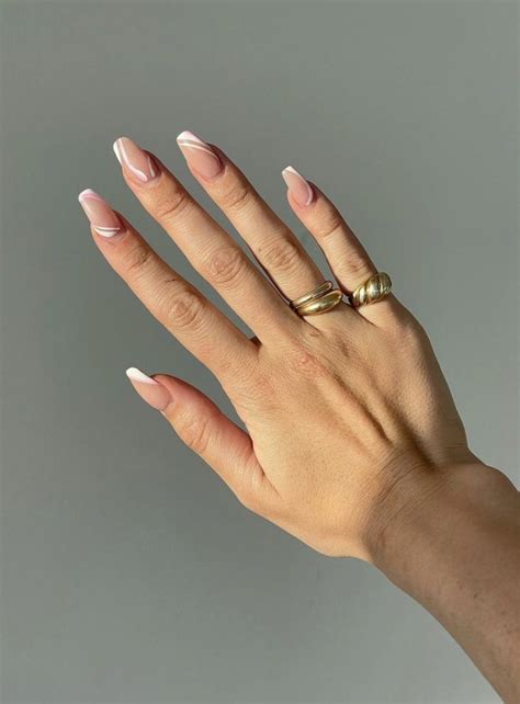 Nude Pink Nail Designs Acrylic Bio Gel With White Coffin Ideas Summer 2021 Trends Gold Ring Stack
