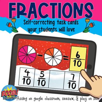 BOOM Cards Subtract Fractions Practice Decomposing Fractions Mixed