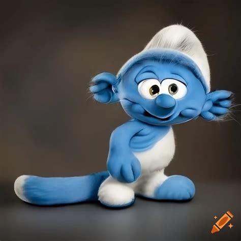 Cartoon Image Of A Cat Dressed As A Smurf On Craiyon