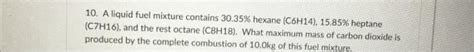 Solved A Liquid Fuel Mixture Contains Hexane Chegg