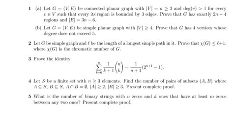 Solved 1 A Let G V E Be Connected Planar Graph With Chegg