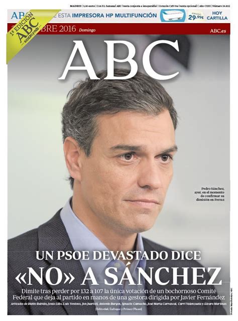 La Portada de ABC del domingo 2 de octubre Abc Periodicos de españa