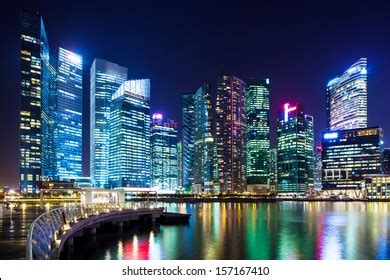 Singapore City Skyline Night Stock Photo 157167410 | Shutterstock