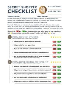 Secret Shopper Checklist | Room 38