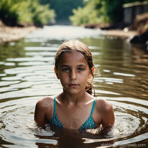Girl Swimming In Unconventional Place On Hot Day Stable Diffusion Online