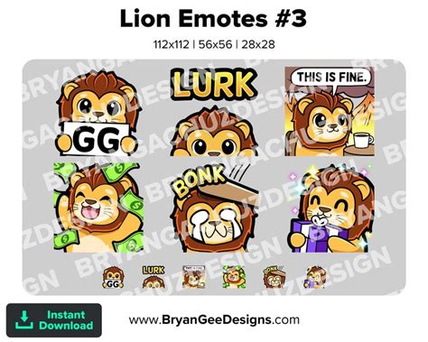 Cute Chibi Kawaii Lion GG LURK This Is Fine Dono BONK And Gift