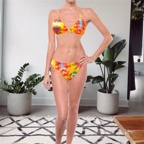 Tie Dye Colorful Bikini Swimsuit 80 Nylon 20 Depop