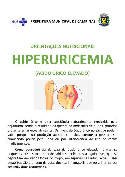 Orientacoes Nutricionais Hiperuricemia ORIENTAES NUTRICIONAIS