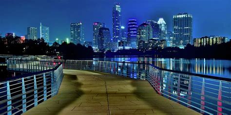 Austin Texas Night Riverwalk Pano Photograph by Frozen in Time Fine Art Photography | Fine Art ...