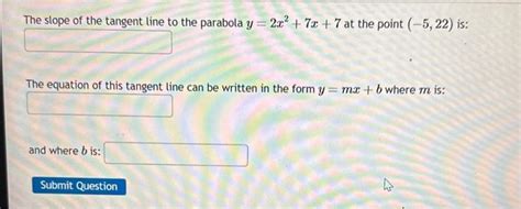 Solved The slope of the tangent line to the parabola | Chegg.com