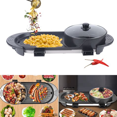 Anqidi In Hot Pot Barbecue Grill Portable Electric Non Stick Teppanyaki Pan Soup Smokeless