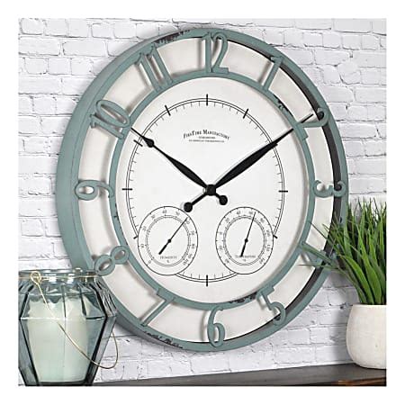 Firstime Co Laguna Outdoor Clock Aged Teal Office Depot