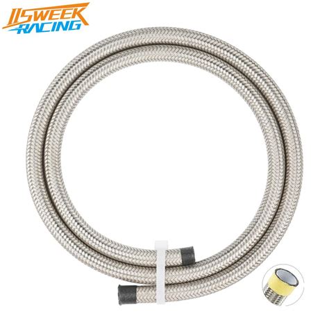 Universal M Ft Stainless Steel Braided Fuel Line Hose Ptfe E