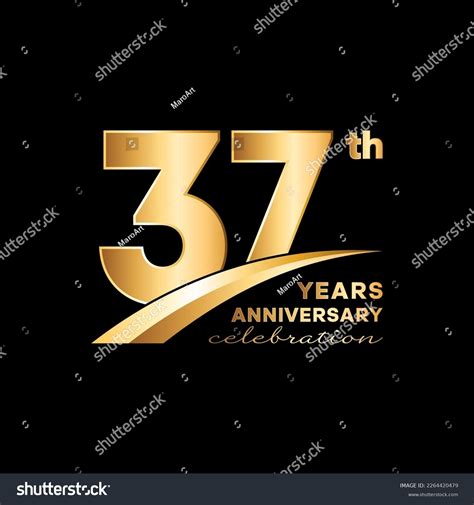 37th Anniversary Anniversary Logo Design Golden Stock Vector (Royalty ...