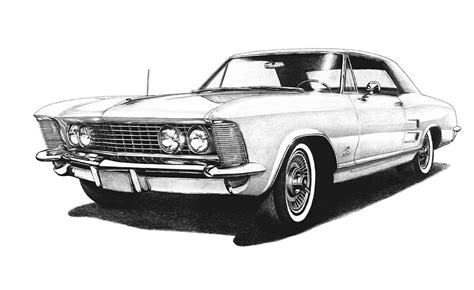 1963 White Buick Riviera Drawing By Nick Toth