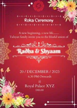 Traditional Roka Ceremony Invitation Card Shaadi Vibes