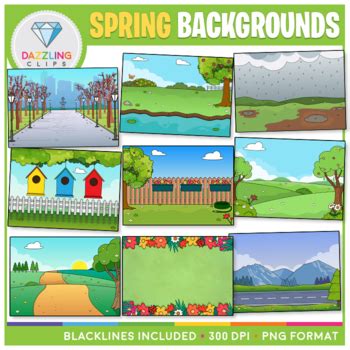 Seasons Backgrounds Clip Art Growing Bundle By Dazzling Clips Tpt