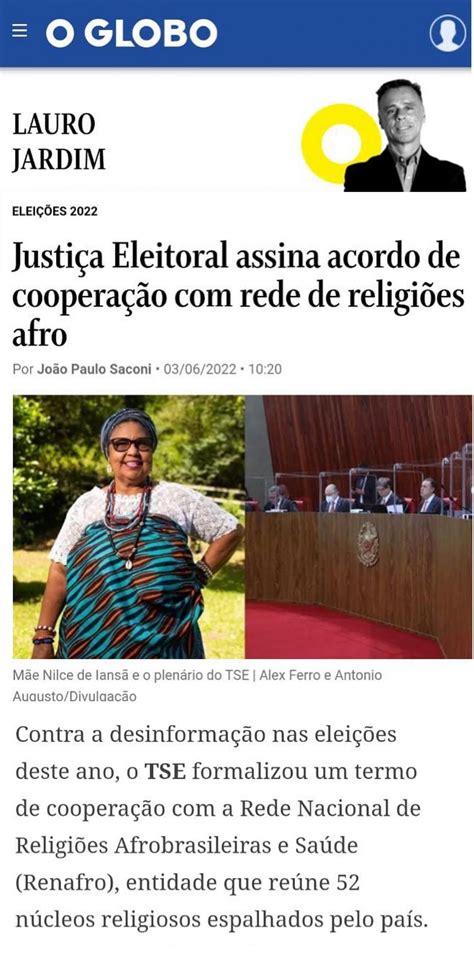 O Globo Laurojardim Julho De Il Omolu Oxum