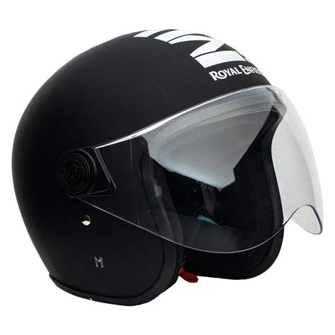 Stylish Matt Black & White Royal Enfield Open Face Helmet