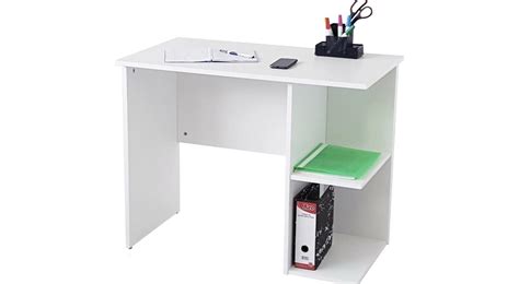 US OFFICE ELEMENTS White Computer Study Desk/PC Workstation: 2 Shelves