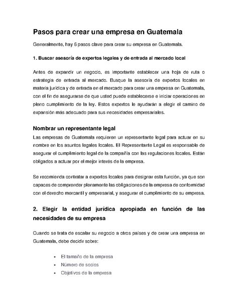 Pasos Para Crear Una Empresa En Guatemala Pasos Para Crear Una