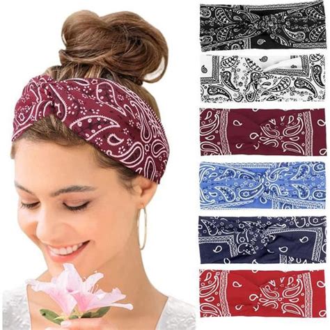 Kavya Bandeau Cheveux Femme Large Lastique Doux Boho Mince Bandana