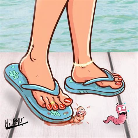 Woman In Flip Flops Crush Worm By Willandree On Deviantart