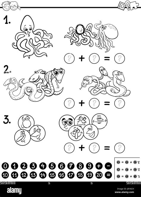 Caricatura en blanco y negro ilustración educativa de recuento y además