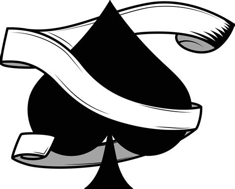 Spades Playing Card Symbol With An Empty Banner Scroll Around It Logo