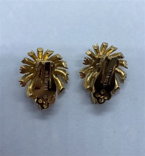 Vintage Lisner Brushed Gold Tone Brooch And Earring S Gem