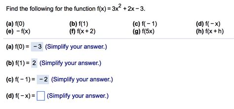 Solved Find The Following For The Function Fx 3x2 2x