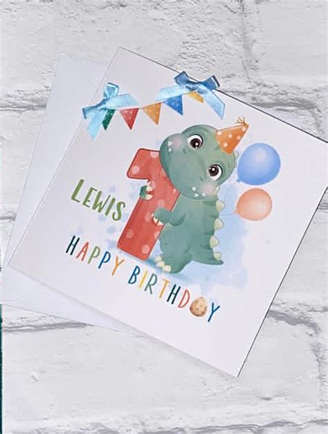 Dinosaur Happy Birthday Card For Boy Or Girl 1st 2nd 3rd Etsy Uk