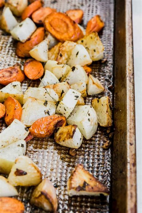 Herb Roasted Turnips And Carrots ⋆ Super Easy 5 Ingredients 30 Mins