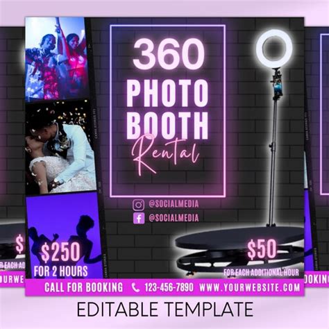 360 Photo Booth Flyer Editable Flyer Motion Flyer Party Etsy