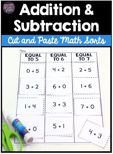 Addition And Subtraction Cut And Paste Math Sorts For Students To