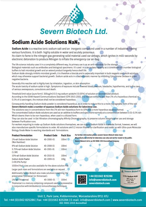 Sodium Azide Solutions - Severn Biotech