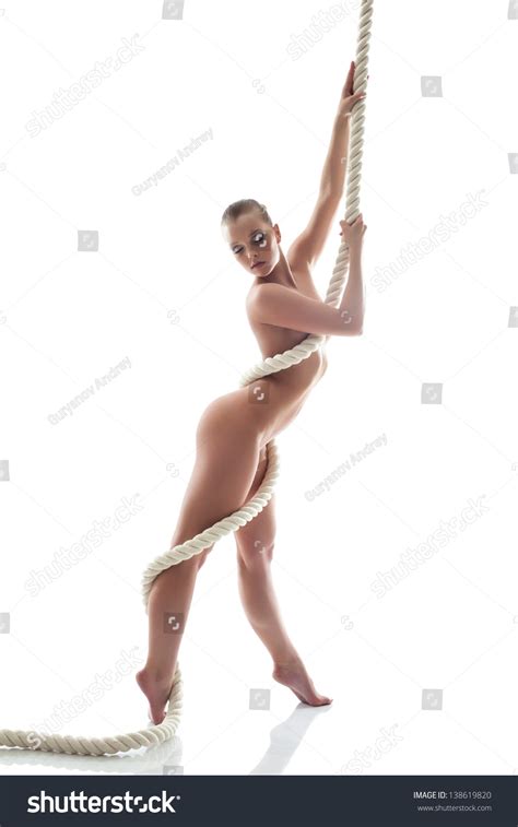 Slim Nude Woman Posing Holding Rope Stock Photo 138619820 Shutterstock