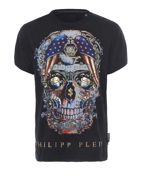 T Shirts Philipp Plein Pusher Skull Print Black T Shirt