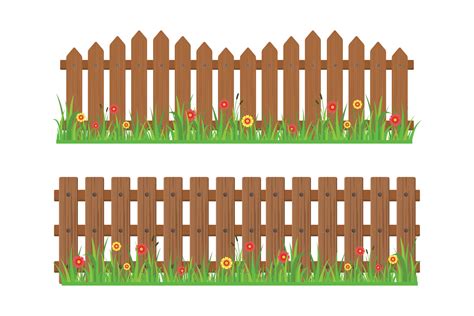 Wooden Fence And Grass Vector Design Vector Art At Vecteezy